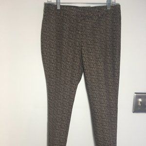 Kenar flat front fitted cropped pants, size 4, black/brown/white pattern